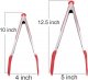 Cooking Tongs 9 inches and 12 inches Stainless Steel Kitchen Silicone Serving Tongs Heat Resistant Meat Turner Spatula Tongs Fish Tongs with Locking Handle Joint (Red)