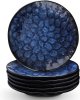 Ceramic Dinner Plate Set, 10.5 Inch, 6-Piece, Round, Microwave, Oven, Dishwasher Safe, For Steak, Pasta, Pizza, Home, Party, Restaurant (Blue)