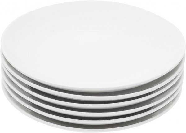 Durable Porcelain 6-Piece Dessert Plate Set, Elegant White Serving Plates (6-inch dessert plates)