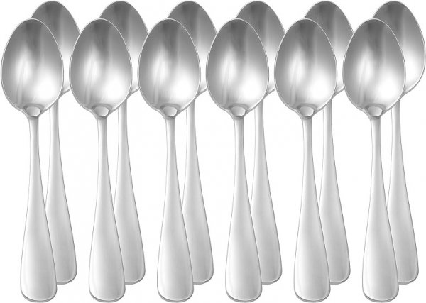 Stainless Steel Dinner Spoons with Round Edge, Pack of 12, Silver